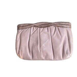 Vintage Morris Moskowitz Leather Clutch With Snake Trim & Chain Strap